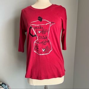 Munki Munki Small Perfect Pajama Top Red with Coffee Graphics Bamboo Blend